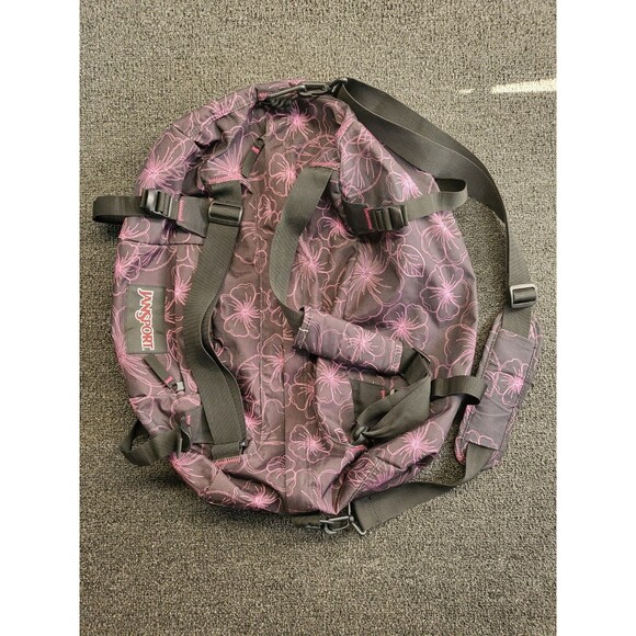 Vintage Jansport Duffel Bag Pink Black Floral Overnight Travel 23" X 14" x 11" - Picture 7 of 13
